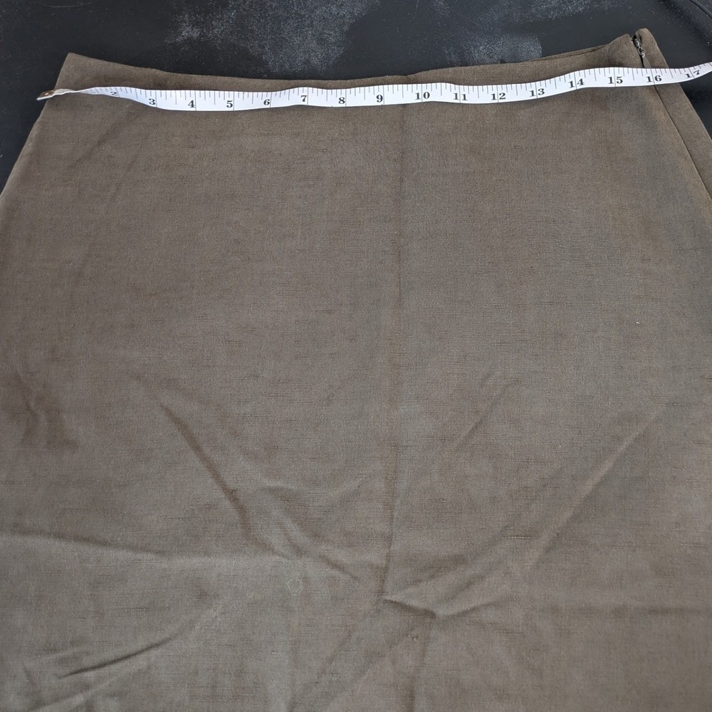 Silk Linen Blend Embroidered Floral Boho Midi Skirt Brown Gold Size 8 - Picture 8 of 9